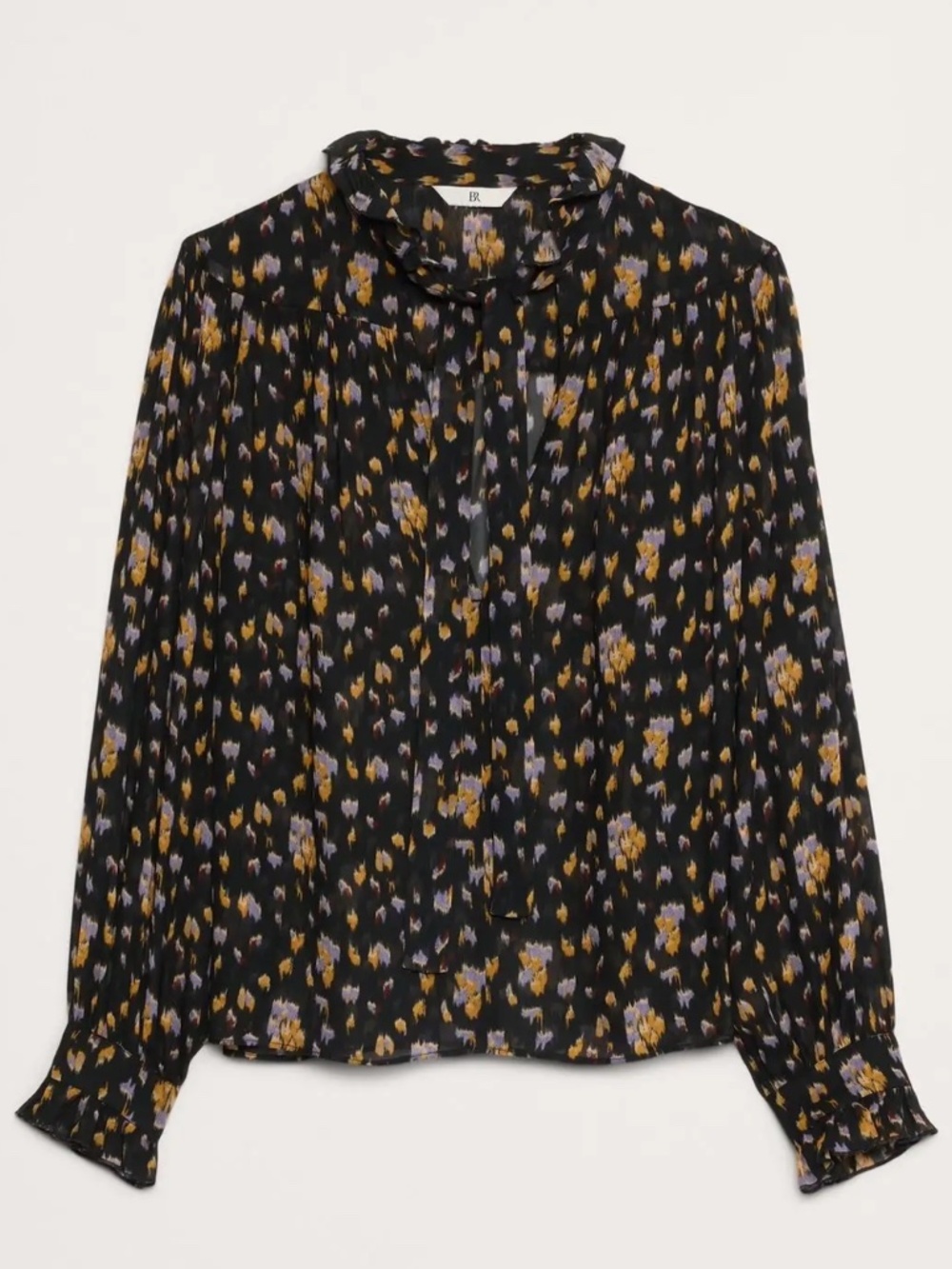 BANANA REPUBLIC WOMEN'S  GEORGETTE RUFFLE TIE-NECK BLOUSE